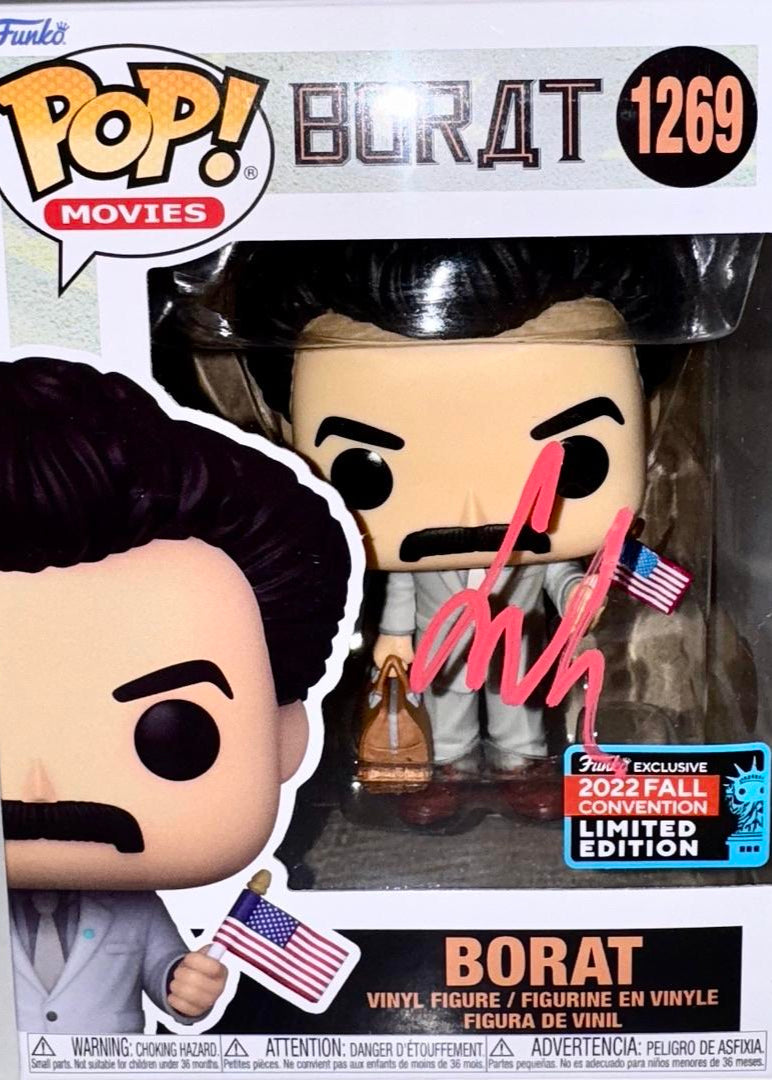 Sacha Baron Cohen Signed LIMITED EDITION Funko Pop #1269 Borat - Beckett COA